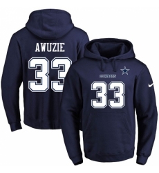 NFL Mens Nike Dallas Cowboys 33 Chidobe Awuzie Navy Blue Name Number Pullover Hoodie