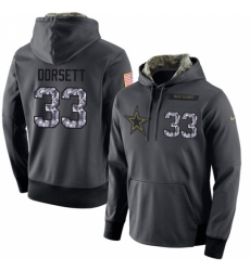 NFL Mens Nike Dallas Cowboys 33 Tony Dorsett Stitched Black Anthracite Salute to Service Player Performance Hoodie