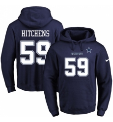 NFL Mens Nike Dallas Cowboys 59 Anthony Hitchens Navy Blue Name Number Pullover Hoodie