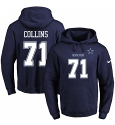 NFL Mens Nike Dallas Cowboys 71 Lael Collins Navy Blue Name Number Pullover Hoodie
