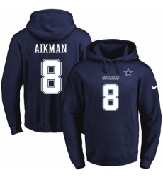 NFL Mens Nike Dallas Cowboys 8 Troy Aikman Navy Blue Name Number Pullover Hoodie