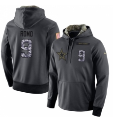 NFL Mens Nike Dallas Cowboys 9 Tony Romo Stitched Black Anthracite Salute to Service Player Performance Hoodie