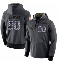 NFL Mens Nike Dallas Cowboys 90 Demarcus Lawrence Stitched Black Anthracite Salute to Service Player Performance Hoodie