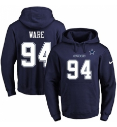NFL Mens Nike Dallas Cowboys 94 DeMarcus Ware Navy Blue Name Number Pullover Hoodie