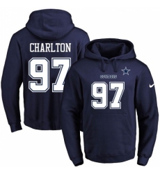 NFL Mens Nike Dallas Cowboys 97 Taco Charlton Navy Blue Name Number Pullover Hoodie