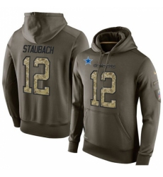NFL Nike Dallas Cowboys 12 Roger Staubach Green Salute To Service Mens Pullover Hoodie