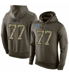 NFL Nike Dallas Cowboys 77 Tyron Smith Green Salute To Service Mens Pullover Hoodie