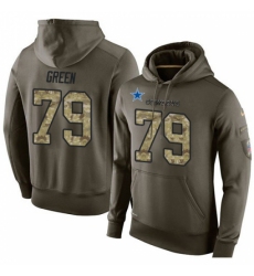 NFL Nike Dallas Cowboys 79 Chaz Green Green Salute To Service Mens Pullover Hoodie