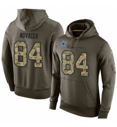 NFL Nike Dallas Cowboys 84 Jay Novacek Green Salute To Service Mens Pullover Hoodie