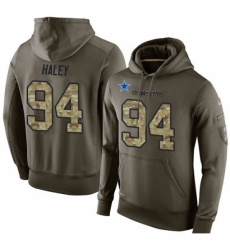 NFL Nike Dallas Cowboys 94 Charles Haley Green Salute To Service Mens Pullover Hoodie