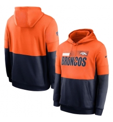 Men Denver Broncos Nike Sideline Impact Lockup Performance Pullover Hoodie Orange Navy