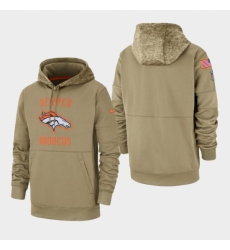 Mens Denver Broncos Tan 2019 Salute to Service Sideline Therma Pullover Hoodie