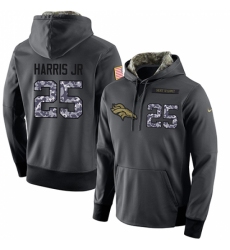 NFL Mens Nike Denver Broncos 25 Chris Harris Jr Stitched Black Anthracite Salute to Service Player Performance Hoodie