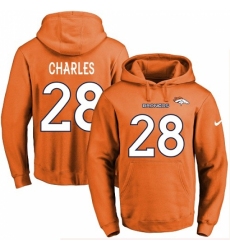 NFL Mens Nike Denver Broncos 28 Jamaal Charles Orange Name Number Pullover Hoodie