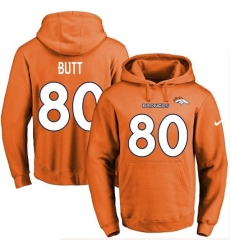 NFL Mens Nike Denver Broncos 80 Jake Butt Orange Name Number Pullover Hoodie