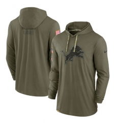 Men Detroit Lions 2022 Olive Salute To Service Tonal Pullover Hoodie