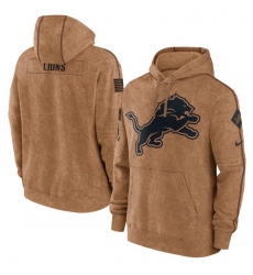 Men Detroit Lions 2023 Brown Salute To Service Pullover Hoodie