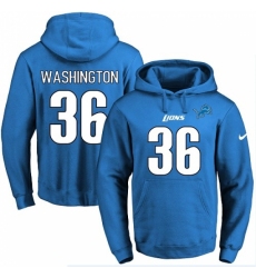 NFL Mens Nike Detroit Lions 36 Dwayne Washington Blue Name Number Pullover Hoodie