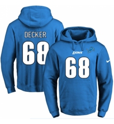 NFL Mens Nike Detroit Lions 68 Taylor Decker Blue Name Number Pullover Hoodie