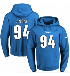 NFL Mens Nike Detroit Lions 94 Ziggy Ansah Blue Name Number Pullover Hoodie