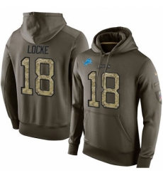 NFL Nike Detroit Lions 18 Jeff Locke Green Salute To Service Mens Pullover Hoodie