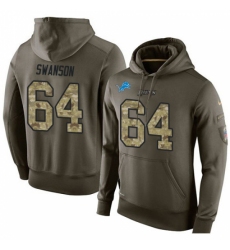 NFL Nike Detroit Lions 64 Travis Swanson Green Salute To Service Mens Pullover Hoodie