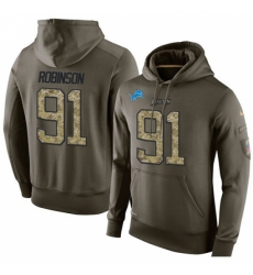 NFL Nike Detroit Lions 91 AShawn Robinson Green Salute To Service Mens Pullover Hoodie