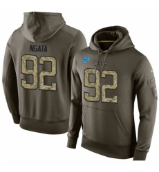 NFL Nike Detroit Lions 92 Haloti Ngata Green Salute To Service Mens Pullover Hoodie