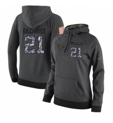 NFL Womens Nike Houston Texans 21 Marcus Gilchrist Stitched Black Anthracite Salute to Service Player Performance Hoodie