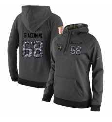 NFL Womens Nike Houston Texans 68 Breno Giacomini Stitched Black Anthracite Salute to Service Player Performance Hoodie