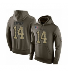 Football Mens Houston Texans 14 DeAndre Carter Green Salute To Service Pullover Hoodie
