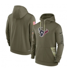 Men Houston Texans 2022 Olive Salute To Service Therma Performance Pullover Hoodie