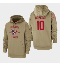 Mens Houston Texans 10 DeAndre Hopkins 2019 Salute to Service Sideline Therma Pullover Hoodie Tan