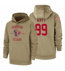Mens Houston Texans 99 JJ Watt 2019 Salute to Service Tan Sideline Therma Pullover Hoodie