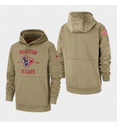 Mens Houston Texans Tan 2019 Salute to Service Sideline Therma Pullover Hoodie