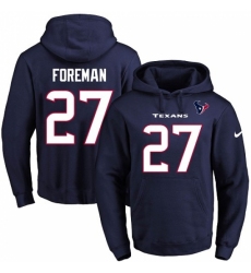 NFL Mens Nike Houston Texans 27 DOnta Foreman Navy Blue Name Number Pullover Hoodie