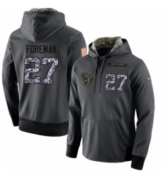 NFL Mens Nike Houston Texans 27 DOnta Foreman Stitched Black Anthracite Salute to Service Player Performance Hoodie