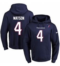 NFL Mens Nike Houston Texans 4 Deshaun Watson Navy Blue Name Number Pullover Hoodie