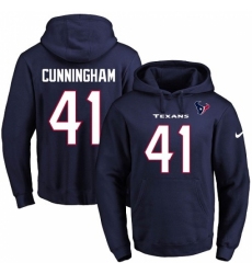 NFL Mens Nike Houston Texans 41 Zach Cunningham Navy Blue Name Number Pullover Hoodie