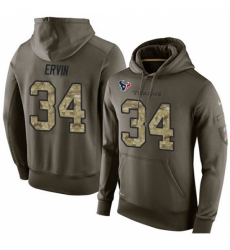 NFL Nike Houston Texans 34 Tyler Ervin Green Salute To Service Mens Pullover Hoodie