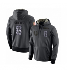 Football Mens Indianapolis Colts 8 Rigoberto Sanchez Stitched Black Anthracite Salute to Service Player Performance Hoodie