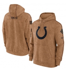 Men Indianapolis Colts 2023 Brown Salute To Service Pullover Hoodie