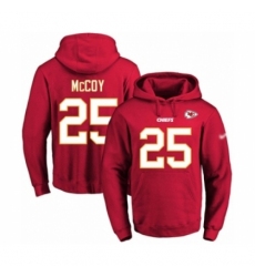 Football Mens Kansas City Chiefs 25 LeSean McCoy Red Name Number Pullover Hoodie