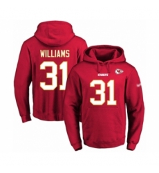 Football Mens Kansas City Chiefs 31 Darrel Williams Red Name Number Pullover Hoodie