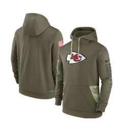 Men Kansas City Chiefs 2022 Olive Salute To Service Therma Performance Pullover Hoodie