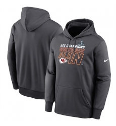 Men Kansas City Chiefs Anthracite 2023 AFC Champions Locker Room Trophy Collection Pullover Hoodie