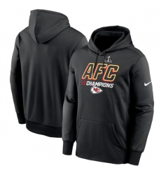 Men Kansas City Chiefs Black 2023 AFC Champions Iconic Pullover Hoodie
