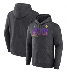 Men Minnesota Vikings Heather Charcoal 2024 Playoffs Pullover Hoodie