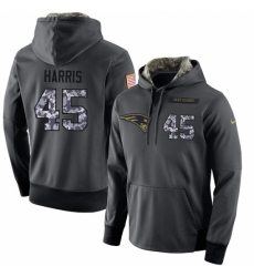 NFL Nike New England Patriots 45 David Harris Stitched Black Anthracite Salute to Service Player Performance Hoodie