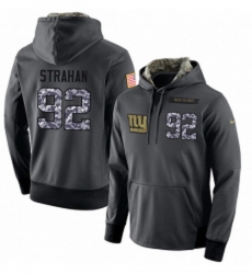NFL Mens Nike New York Giants 92 Michael Strahan Stitched Black Anthracite Salute to Service Player Performance Hoodie
